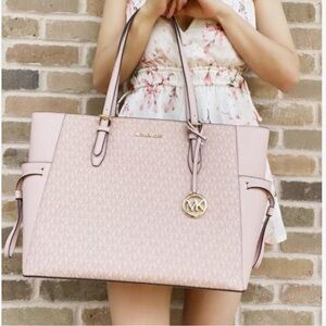Michael Kors Gilly Large Top Zip Tote Ballet Pink MK Signature